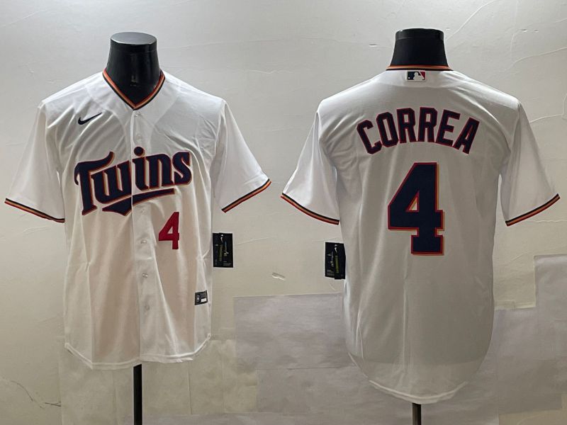 Men Minnesota Twins #4 Correa White Game 2025 Nike MLB Jersey style 2